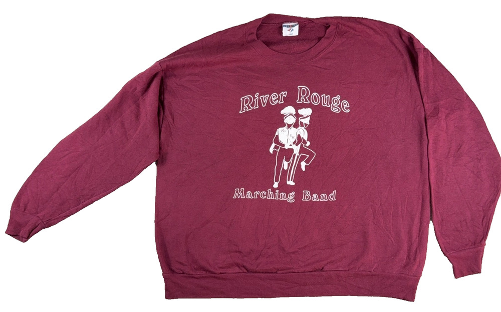 Vintage 90s River Rouge Marching Band Sweatshirt 2XL Jerzees Band Aids Michigan